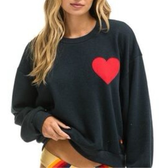 Aviator Nation Tops - Aviator Nation Blue Sweatshirt with Red Heart